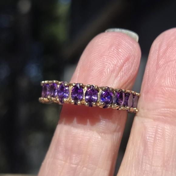 Ametyst Marquise Cut Gemstone Eternity Ring Sz9 - Picture 3 of 7